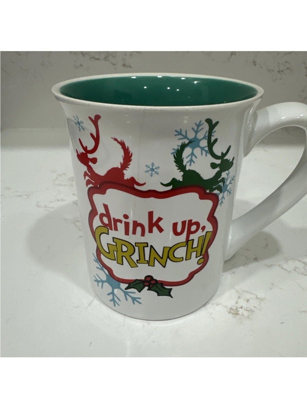 Department 56 White Holiday 'Drink Up, GRINCH!' Mug with Green Interior